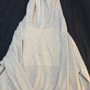 Aerie Light Gray Hooded Waffle Top